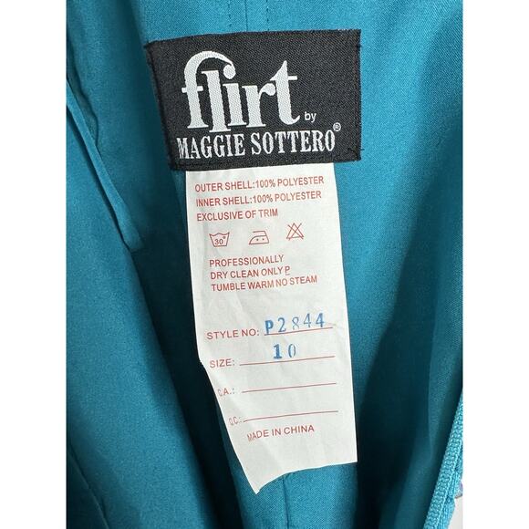 Flirt by Maggie Sottero NEW prom pageant Aqua Full Lace Beaded Mermaid Gown 10 - Picture 9 of 9